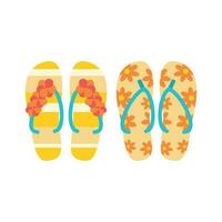 slippers, slippers. strand reeks voor zomer reizen. vakantie accessoires voor zee vakanties. vector