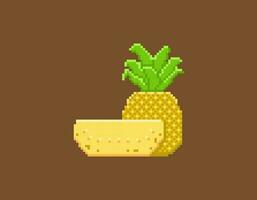 ananas fruit illustratie. geheel ananas en gehakt ananas. pixel illustratie ontwerp. vector elementen. middelen, spellen, grafiek