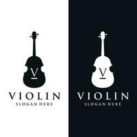 viool en viool geplukt instrument logo sjabloon ontwerp met vector illustratie.