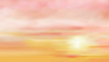 zonsondergang lucht in zomer, zonsopgang in ochtend- met Oranje Geel en roze lucht, herfst sk dramatisch schemering landschap, vector horizon mooi lucht banier zonlicht voor vier seizoenen achtergrond