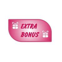 vector beeld icoon, extra bonus knop. roze sticker met tekst. verkoop, winkels, marketing, reclame. elementen