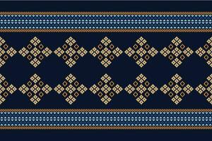 etnisch meetkundig kleding stof patroon kruis steek.ikat borduurwerk etnisch oosters pixel patroon marine blauw achtergrond. abstract,vector,illustratie. textuur,kleding,lijst,decoratie,motieven,zijde behang. vector