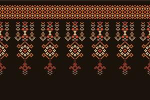 etnisch meetkundig kleding stof patroon kruis steek.ikat borduurwerk etnisch oosters pixel patroon bruin achtergrond. abstract,vector,illustratie. textuur, kleding, sjaal, decoratie, motieven, zijde behang. vector
