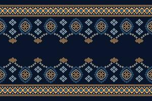 etnisch meetkundig kleding stof patroon kruis steek.ikat borduurwerk etnisch oosters pixel patroon marine blauw achtergrond. abstract,vector,illustratie. textuur,kleding,lijst,decoratie,motieven,zijde behang. vector