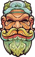 tiki festival, tiki Mens vector illustratie, tiki Mens kunst voor t-shirt ontwerp, sticker en muur kunst