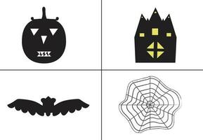 vlak ontwerp halloween silhouet reeks vector