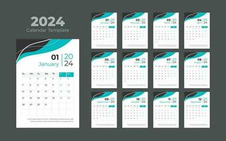 2024 muur kalender vector sjabloon. bedrijf sjabloon vector. week begin Aan zondag