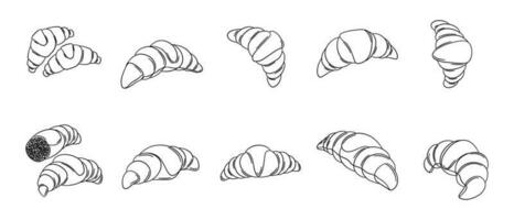 croissant schets illustratie vector reeks