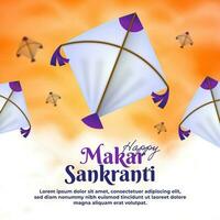 gelukkig makar sankranti met vlieger decoratie vector