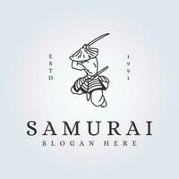 Japans krijger samurai logo symbool icoon vector illustratie achtergrond ontwerp