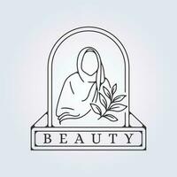 sluier hijab schoonheid meisje logo insigne vector illustratie ontwerp