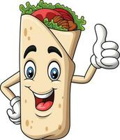 tekenfilm burrito of kebab mascotte ontwerp vector