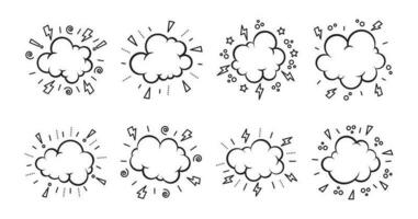grappig wolk verzameling reeks van dun lijn vector