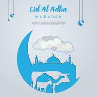 feestelijk groeten eid al adha mubarak sociaal media banier sjabloon vector