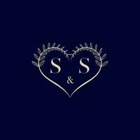 ss bloemen liefde vorm bruiloft eerste logo vector