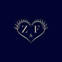 zf bloemen liefde vorm bruiloft eerste logo vector