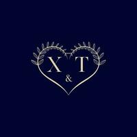 xt bloemen liefde vorm bruiloft eerste logo vector