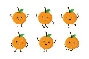 oranje schattig fruit kawaii vector karakter verzameling