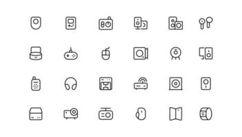 apparaat en technologie lijn icoon set. elektronisch apparaten en gadgets, computer, uitrusting en elektronica. computer monitor, smartphone, tablet en laptop sumbol verzameling vector
