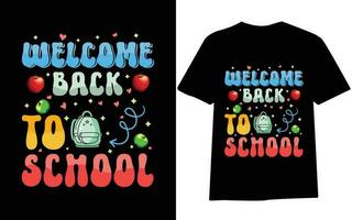 terug naar school- t-shirt ontwerp, eerste dag Bij school- , honderd dagen van school, typografie t-shirt ontwerp voor kinderen. vector