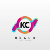 brief kc eerste logo vector met kleurrijk