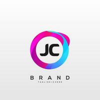 brief jc helling kleur logo vector ontwerp