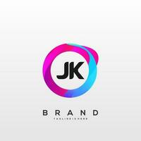 brief jk helling kleur logo vector ontwerp