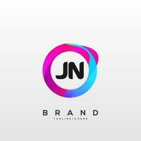 brief jn helling kleur logo vector ontwerp