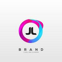 brief jl helling kleur logo vector ontwerp