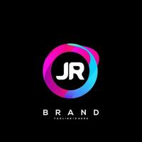 brief jr helling kleur logo vector ontwerp