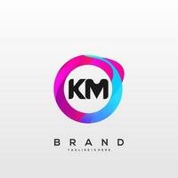 brief km helling kleur logo vector ontwerp