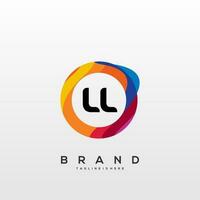 brief ll helling kleur logo vector ontwerp