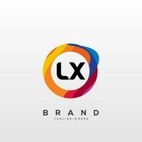 brief lx helling kleur logo vector ontwerp