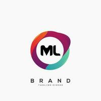 brief ml helling kleur logo vector ontwerp