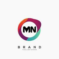 brief mn helling kleur logo vector ontwerp