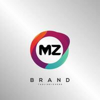 brief mz helling kleur logo vector ontwerp