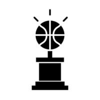 basketbal spel trofee met bal apparatuur recreatie sport silhouet stijlicoon vector