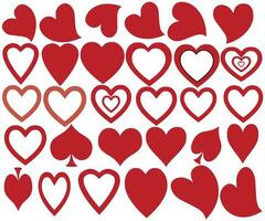 liefde harten icoon. abstract rood liefhebbend hart symbolen voor valentijnsdag dag, schets lief rood hart elementen en liefde silhouet pictogrammen geïsoleerd set. romance lineair en gevulde symbool bundel. hart icoon vector