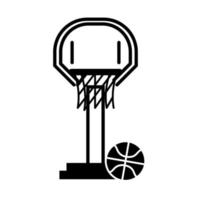 basketbal spel net hoepel en bal uitrusting recreatie sport silhouet stijlicoon vector