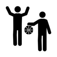 basketbal spel team met bal recreatie sport silhouet stijlicoon vector