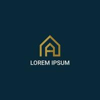 eerste brief een en huis logo ontwerp sjabloon vector. logo ontwerpen met brief een en huis vector