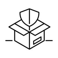 levering verpakking bescherming kartonnen doos vrachtdistributie logistieke verzending van goederen lijn stijlicoon vector