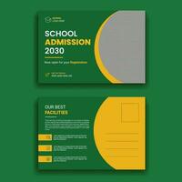 geweldig terug naar school- post kaart ontwerp sjabloon voor uw school- toelating vector