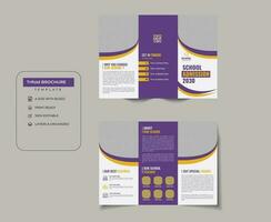 geweldig terug naar school- drievoud brochure ontwerp voor uw school- toelating vector