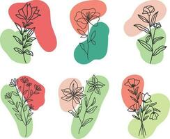 reeks van gemakkelijk hand- getrokken tekening bloemen. vector illustratie.