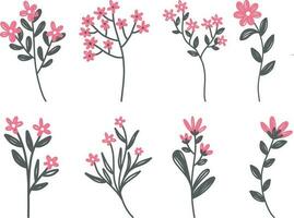 hand- getrokken vector illustratie reeks van roze bloemen Aan wit achtergrond. geïsoleerd voorwerpen voor uw ontwerp