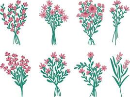reeks van bloemen. reeks van boeketten van wilde bloemen. vector illustratie.