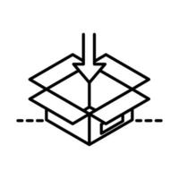 levering verpakking verzend kartonnen doos vrachtdistributie logistieke verzending van goederen lijn stijlicoon vector