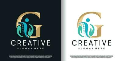 eerste g logo ontwerp met creatief en massage concept premie vector