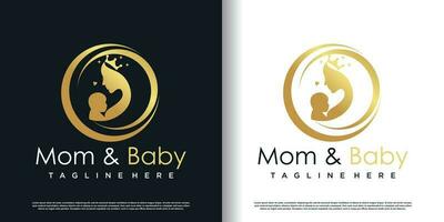 mam en baby logo ontwerp met creatief concept premie vector